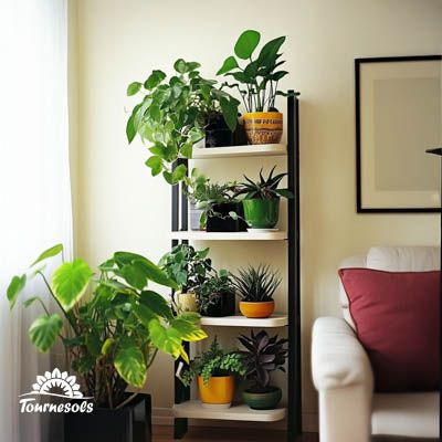 Variété de plantes d'intérieur bien agencées pour optimiser l'espace et embellir l'habitat.